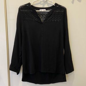 Black Lace Trim Blouse